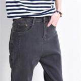 2017 Vintage BF STYLE Fit High Waist Jeans Elastic Femme Women Washed Blue Denim Skinny Jeans Classic Pencil Trousers Pants