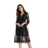 2017 V neck long sleeve sequin Sexy dresses women mesh streetwear casual midi dress female autumn party dress vestido A1902