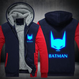 2017 USA SIZE Unisex Super Hero Batman Hoodies Coat Winter Fleece Thicken Luminous Sweatshirts Jacket Men Hoodies