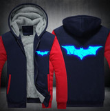 2017 USA SIZE Unisex Super Hero Batman Hoodies Coat Winter Fleece Thicken Luminous Sweatshirts Jacket Men Hoodies