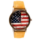 2017 Unisex Men Watches Luxury Watch Women American Flag pattern Leather Band Analog Vogue Wrist Quartz Watches montre relogio