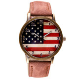 2017 Unisex Men Watches Luxury Watch Women American Flag pattern Leather Band Analog Vogue Wrist Quartz Watches montre relogio
