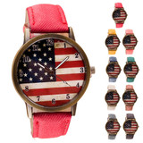 2017 Unisex Men Watches Luxury Watch Women American Flag pattern Leather Band Analog Vogue Wrist Quartz Watches montre relogio