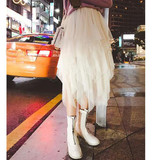 2017 Tulle Skirts Womens Fashion Elastic High Waist mesh Tutu Skirt pleated long skirts Midi Skirt saias faldas jupe femme