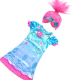 2017 Trolls Clothes Carnival Costumes Kids Dress For Girls Trolls Poppy Baby Dress Party Clothing Dress+Hair Accessories