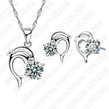 2017 Trendy Dolphine Design Pendant 925 Sterling Silver Fine Jewelry Necklace Earring For Women Wedding Set Gifts