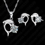 2017 Trendy Dolphine Design Pendant 925 Sterling Silver Fine Jewelry Necklace Earring For Women Wedding Set Gifts