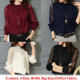 2017 Top Women's Shirt Blouse Ruffles Collar Blouses Chiffon Tunic Tops Blusa Long Sleeve Big Size Clothes for Women