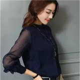 2017 Top Women's Shirt Blouse Ruffles Collar Blouses Chiffon Tunic Tops Blusa Long Sleeve Big Size Clothes for Women