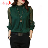 2017 Top Women's Shirt Blouse Ruffles Collar Blouses Chiffon Tunic Tops Blusa Long Sleeve Big Size Clothes for Women