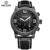 2017 Top Luxury Brand MEGIR Sports Watches Men's Quartz Chronograph Big Dial Clock Leather Wrist Watch relogio masculino relojes