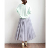 2017 Summer vintage skirts womens Elastic High Waist tulle mesh Skirt long Pleated tutu skirt women Saias midi faldas jupe