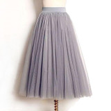 2017 Summer vintage skirts womens Elastic High Waist tulle mesh Skirt long Pleated tutu skirt women Saias midi faldas jupe