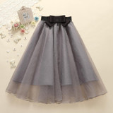 2017 Summer vintage skirts womens Elastic High Waist tulle mesh Skirt long Pleated tutu skirt women Saias midi faldas jupe