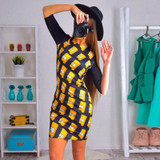 2017 Summer Vintage Women Floral Print Slim Black Dresses Ladies Ukraine Sexy Round Neck Sheath Party Dress