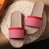 2017 Summer Unisex New Linen Slippers Couples Bedroom Indoor Shoes Anti-skid slippers