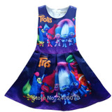 2017 summer teenage kids dresses Trolls Poppy magic fancy dress party cosplay costume girls princess dress clothes vestido