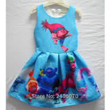 2017 summer teenage kids dresses Trolls Poppy magic fancy dress party cosplay costume girls princess dress clothes vestido