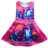 2017 summer teenage kids dresses Trolls Poppy magic fancy dress party cosplay costume girls princess dress clothes vestido