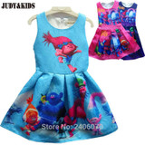 2017 summer teenage kids dresses Trolls Poppy magic fancy dress party cosplay costume girls princess dress clothes vestido