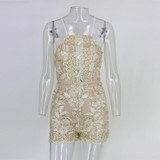 Latest arrival new design playsuits and jumpsuits Summer Embroidery hollow out Rompers Womens Jumpsuit overalls drop shipping
