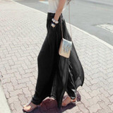 LASPERAL2017 New Chiffon Pants Women Solid Casual Loose Trousers High Waist With Pockets Wide Leg Pants Femme Elegant Pantalones