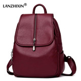 Lanzhixin Women Vintage Backpacks High Quality Leather Backpacks For Teenage Girls Sac A Main Female School Shoulder Bags 1082