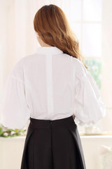 Lantern Sleeve Shirt 2017 New Fashion Womens Vintage Cotton Blusas Femininas Retro Loose Turn-down collar Tops White Blouse