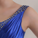 LANSITINA Satin Floor-Length Bridesmaid Gown Cheap A-Line Beading Pleat Zipper Back Party Prom Dresses Junior Bridesmaid Dresses