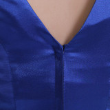 LANSITINA Satin Floor-Length Bridesmaid Gown Cheap A-Line Beading Pleat Zipper Back Party Prom Dresses Junior Bridesmaid Dresses