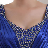 LANSITINA Satin Floor-Length Bridesmaid Gown Cheap A-Line Beading Pleat Zipper Back Party Prom Dresses Junior Bridesmaid Dresses