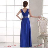 LANSITINA Satin Floor-Length Bridesmaid Gown Cheap A-Line Beading Pleat Zipper Back Party Prom Dresses Junior Bridesmaid Dresses