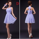 LANSITINA In Stock Chiffon Mini Bridesmaid Dress Cheap A-Line Pleat Party Prom Dresses Junior Bridesmaid Dresses