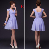 LANSITINA In Stock Chiffon Mini Bridesmaid Dress Cheap A-Line Pleat Party Prom Dresses Junior Bridesmaid Dresses