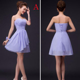 LANSITINA In Stock Chiffon Mini Bridesmaid Dress Cheap A-Line Pleat Party Prom Dresses Junior Bridesmaid Dresses