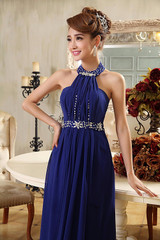 LANSITINA In Stock Chiffon Bridesmaid Dress Cheap Beading Pleat Floor-Length Prom Dresses Vestido De Casamento Dama De Honra