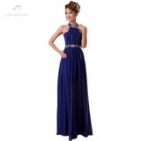 LANSITINA In Stock Chiffon Bridesmaid Dress Cheap Beading Pleat Floor-Length Prom Dresses Vestido De Casamento Dama De Honra