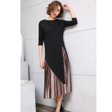 LANMREM 2018 New Summer Round Collar Long Sleeve Grey Irregular Hem Individuality Top Fashion Tide Korean Women T-shirt FB099