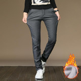 Langmeng 2017 fashion autumn winter warm straight pants men brand male thick pants top quality fleece casual trousers men
