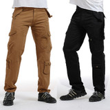 LANBAOSI Stylish Mens Casual Cargo Pants Loose Army Multi-pocket Tactical Overalls Work Wear Trousers Plus Size