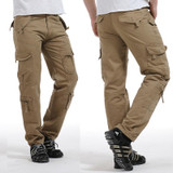 LANBAOSI Stylish Mens Casual Cargo Pants Loose Army Multi-pocket Tactical Overalls Work Wear Trousers Plus Size