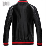 Lambskin genuine leather bomber jacket in black ribbed collar biker jackets moto coats manteau homme jaqueta de couro LT1319