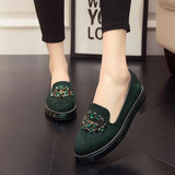 LALA IKAI Women Flats Loafers Rhinestone Flat Shoes Women Slip on Shoes for Women Suede Leather 60A0301-5