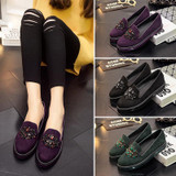LALA IKAI Women Flats Loafers Rhinestone Flat Shoes Women Slip on Shoes for Women Suede Leather 60A0301-5