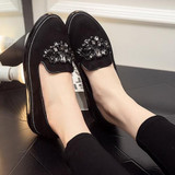 LALA IKAI Women Flats Loafers Rhinestone Flat Shoes Women Slip on Shoes for Women Suede Leather 60A0301-5