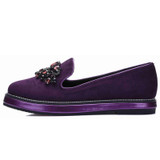 LALA IKAI Women Flats Loafers Rhinestone Flat Shoes Women Slip on Shoes for Women Suede Leather 60A0301-5