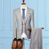 Jacket + Pant + Vest / 2017 New Men Business Slim Suits Sets Wedding Dress Three-piece Suit Blazers Coat Trousers Waistcoat