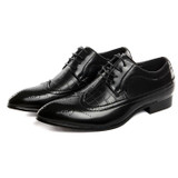 Jack Willden Plus Size 38-48 Luxury Pointed Toe Oxford Men's Brogue Dress Derby Shoes Carved Leather Mens Party Wedding Shoes