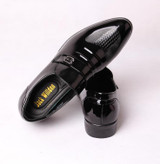 Jack Willden Italian Luxury Style Men's Bussines Dress Shoes Patent Leather Pointed Toe Slip on Black Formal Wedding Flats Shoes