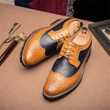 Jack Willden Fashion Mens Dress Office Lace-Up Leather Shoes Men's Casual Party Driving Oxfords Man Vintage Carved Brogue Flats